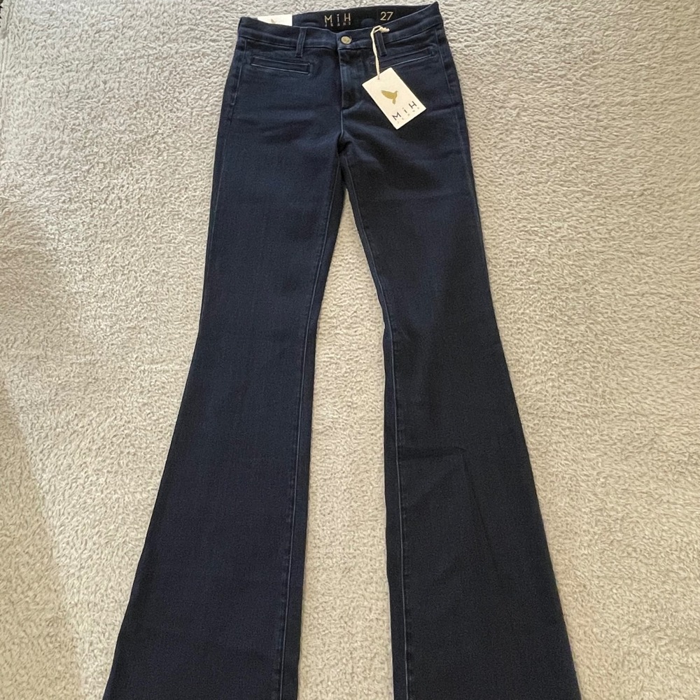 NWT MiH Marrakesh High Rise Kick Flare Jeans Womens 27x34 Long Dark Blue